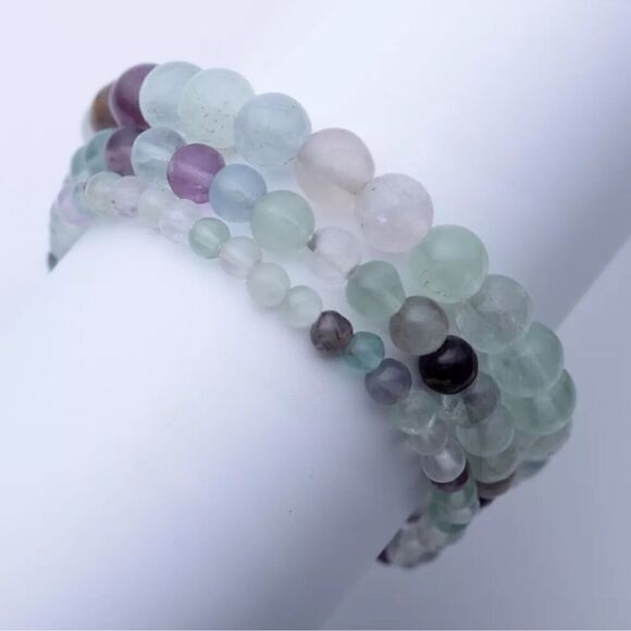 Handmade NEW rainbow fluorite stretch bracelet 8mm beads crystal energy selflove - Picture 3 of 4